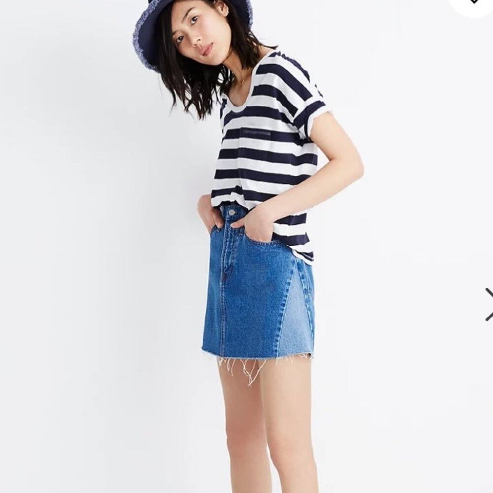 Madewell Rigid Denim A-Line 100% Cotton Cutoff Mini Jean Skirt Size 28